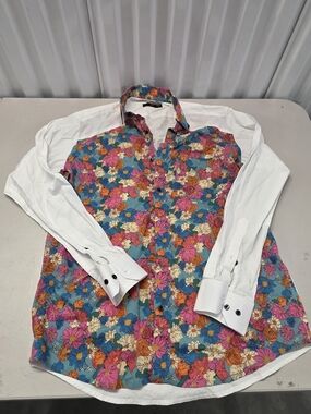 French Crown Floral Print Button Down Shirt Men's Size 39 (Small
